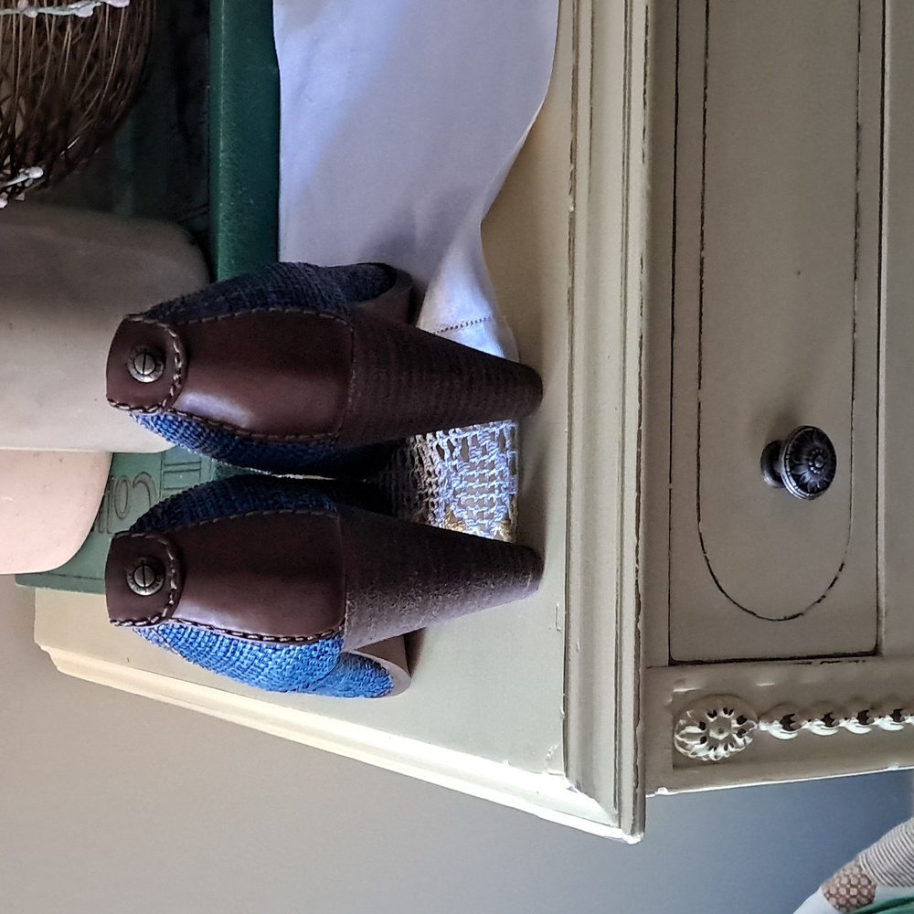 Calvin Klein Blue Tweed Peep-Toe Block Heel Pumps, Vintage Y2K - Picture 4 of 4